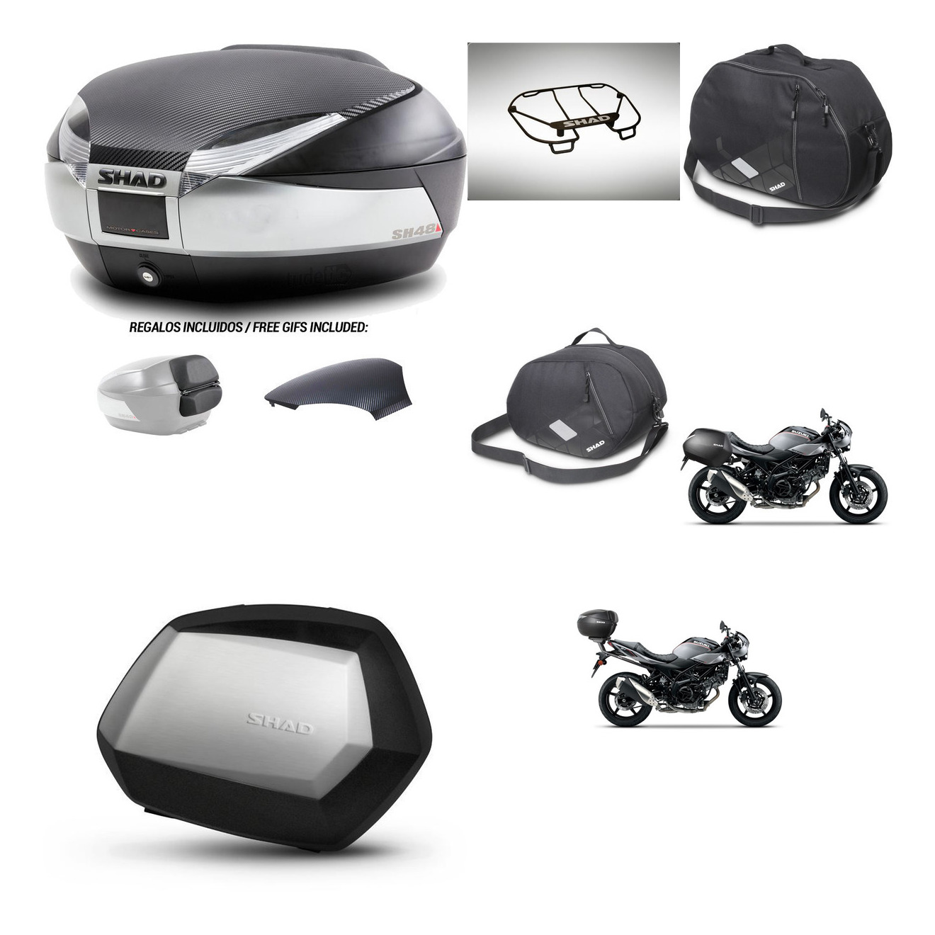Maletas Laterales + Baul Trasero + Accesorios + Herraje 3P + Herraje Montaje Sh48 Sc Sh35 Premium KIT-255633