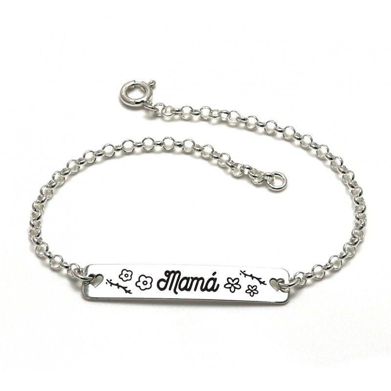 Pulsera Mamá De Plata De Ley