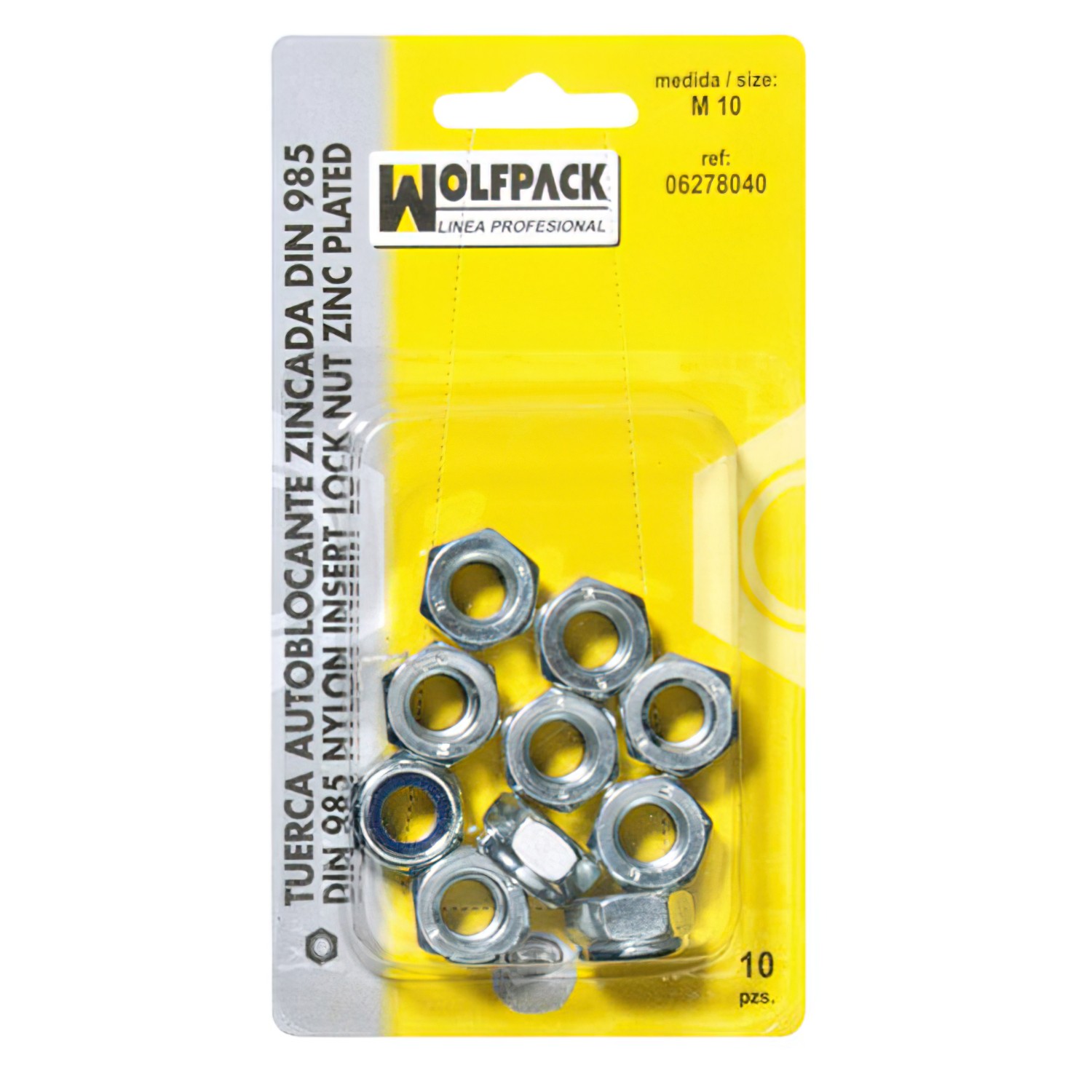 SANCO STORE - WOLFPACK LINEA PROFESIONAL Tuerca Autoblocante Din985 M10 (10 Piezas)