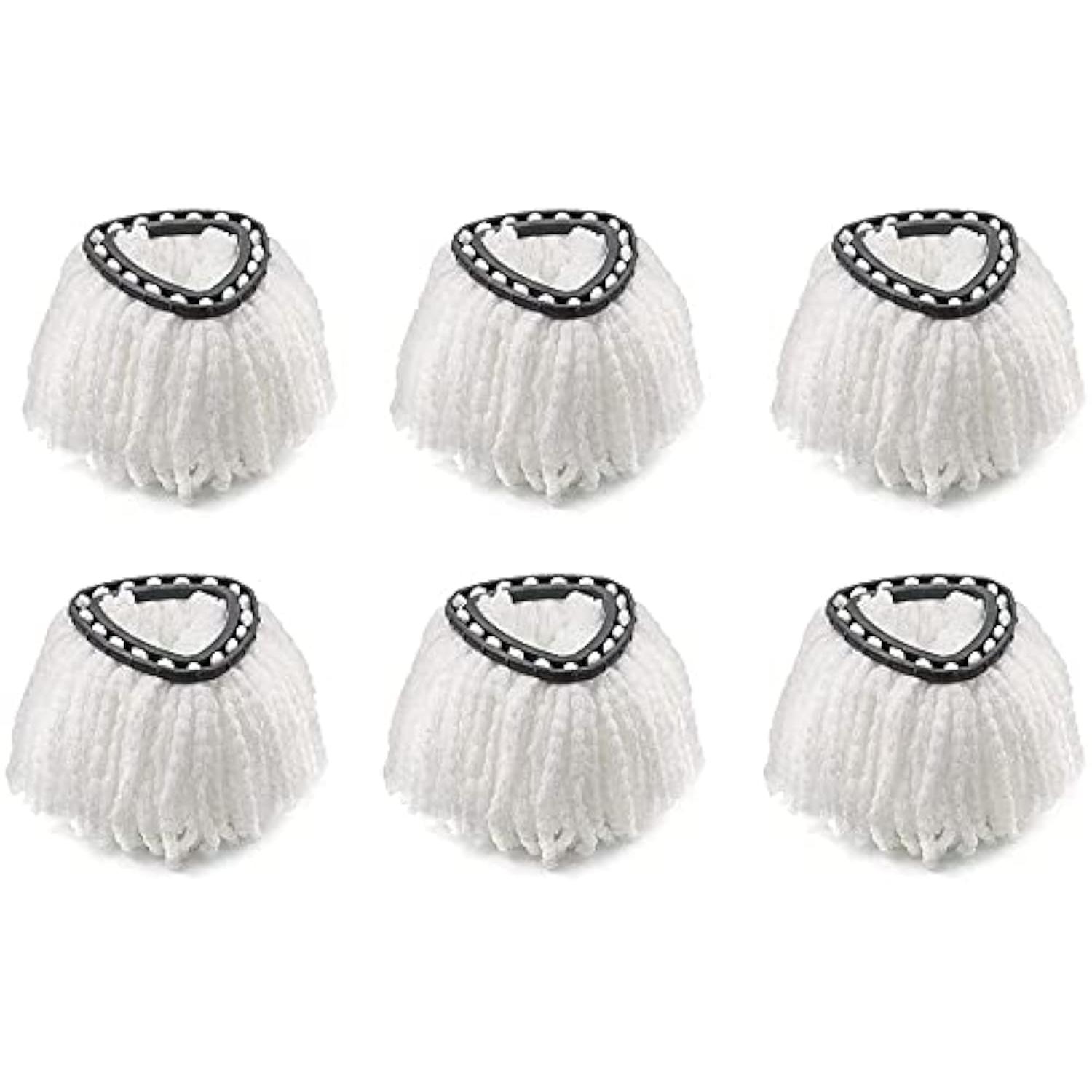 TK Cabezal de repuesto para mopa (6 unidades), universal, de microfibra giratoria de 360°, compatible con Vileda EasyWring 2 en 1 Turbo Mop. Color blanco ceniza.