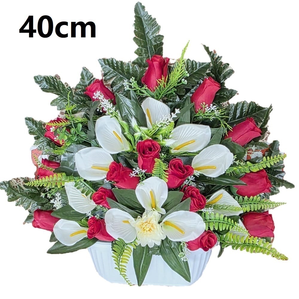 Flores artificiales para cementerio,Centro Flores para santos duraderas de tela con maceta,Gerimport,Envios desde España