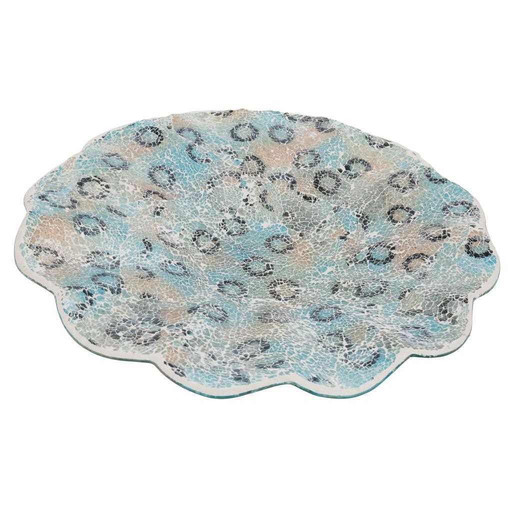 Plato Cristal Decorado Multicolor Medidas: 47x47x5cm