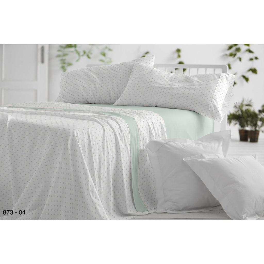 Juego de Sábanas de 3 piezas Tela Dorvel 873 Verde, 50% Algodón, 50% Poliéster, Burrito Blanco