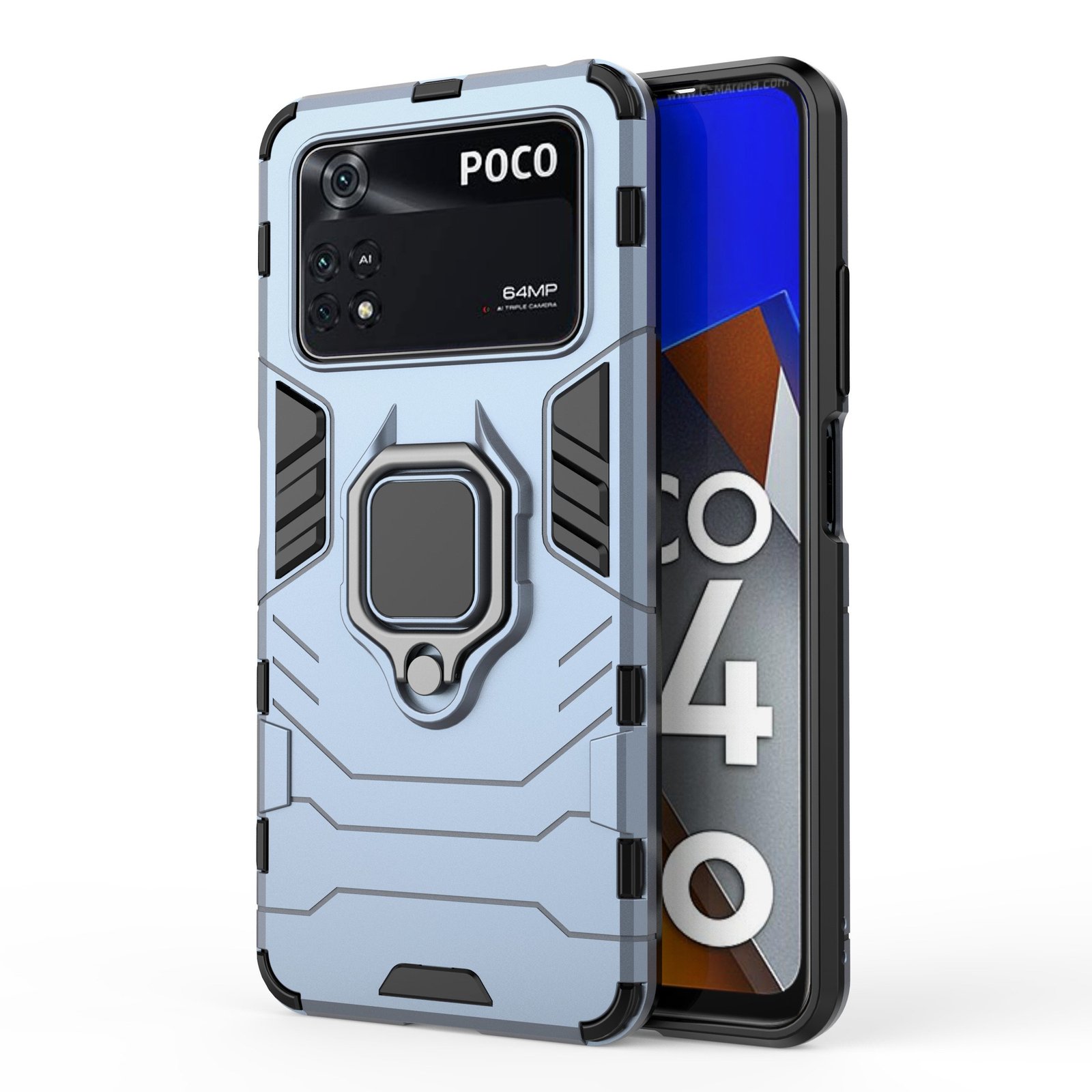 Max Power Digital Funda para móvil Xiaomi Poco M4 Pro Carcasa Magnética con Anillo Imán Antigolpes Resistente Rígida Dura con Soporte [Tecnología de Absorción de Golpes] Perfecta Para Coche y Ver Multimedia Manos Libres