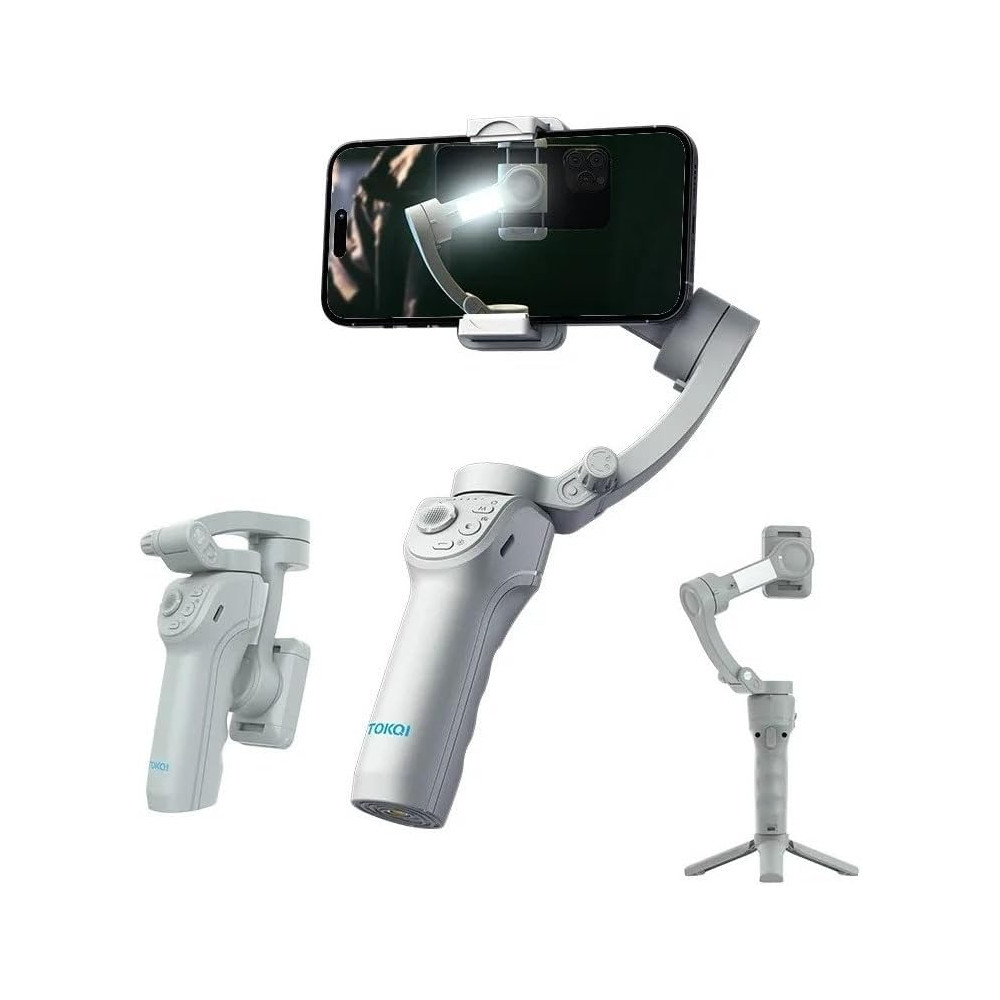 Soporte Estabilizador para Telefono, Base de 3 Ejes, Compatible con iPhone y Android, Seguimiento 4.0 AI, Portátil y Plegable COSHANO