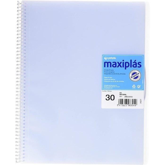 GRAFOPLAS CARPETA 30 FUNDAS MAXIPLAS TRANSPARENTES NATURAL CON SOBRE VARIOS PAPELERIA