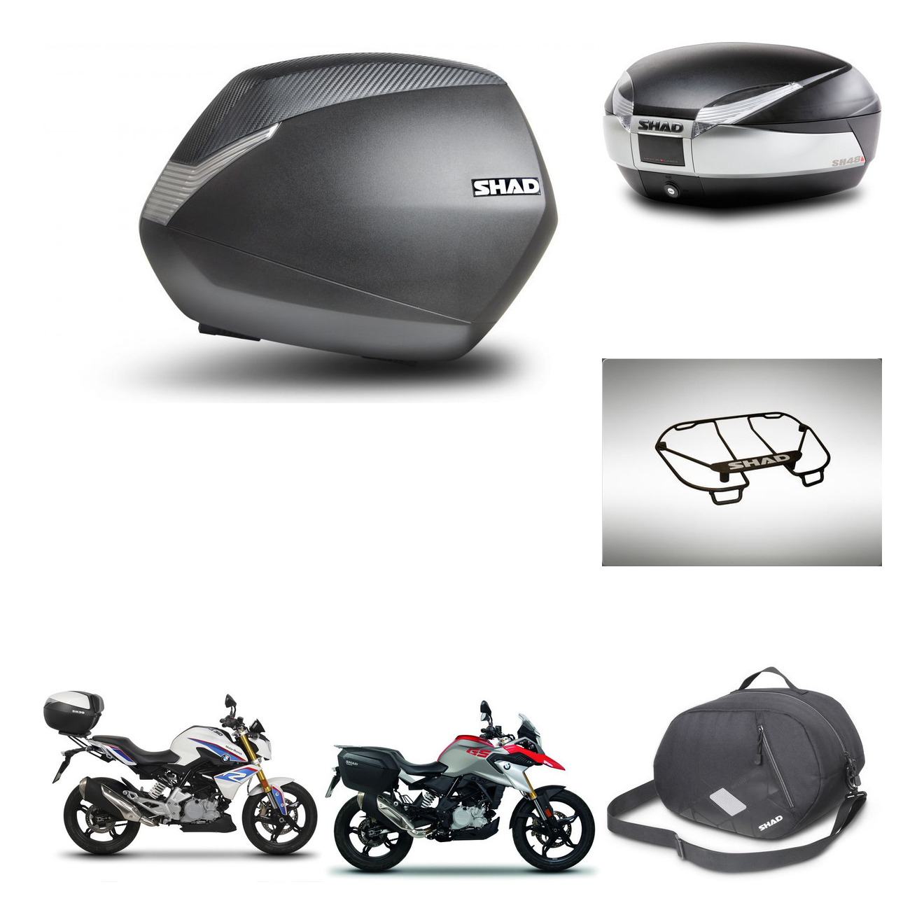 Baul Trasero + Maletas Laterales + Accesorios + Herraje 3P + Herraje Montaje Sh36 Sh 36 Sh48 Titanium Premium KIT-269865