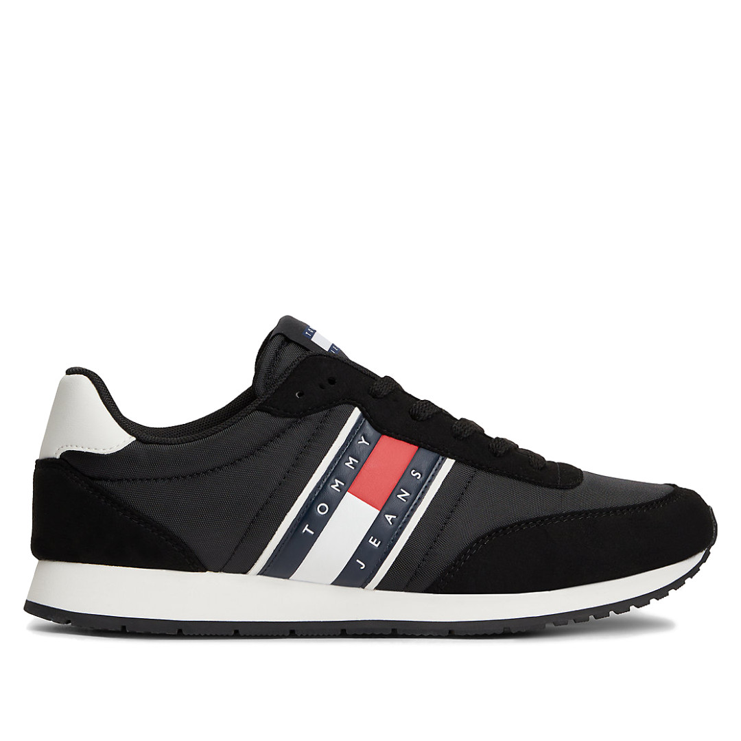 Zapatillas deportivas Tommy Hilfiger negras con logo y diferentes texturas