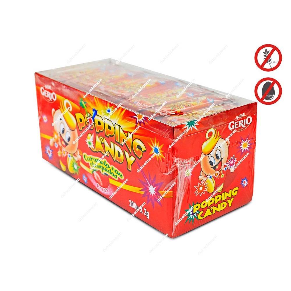 Gerio Popping Candy Fresa Caramelo con Chasquidos y Explosiones Caja de 200 uds
