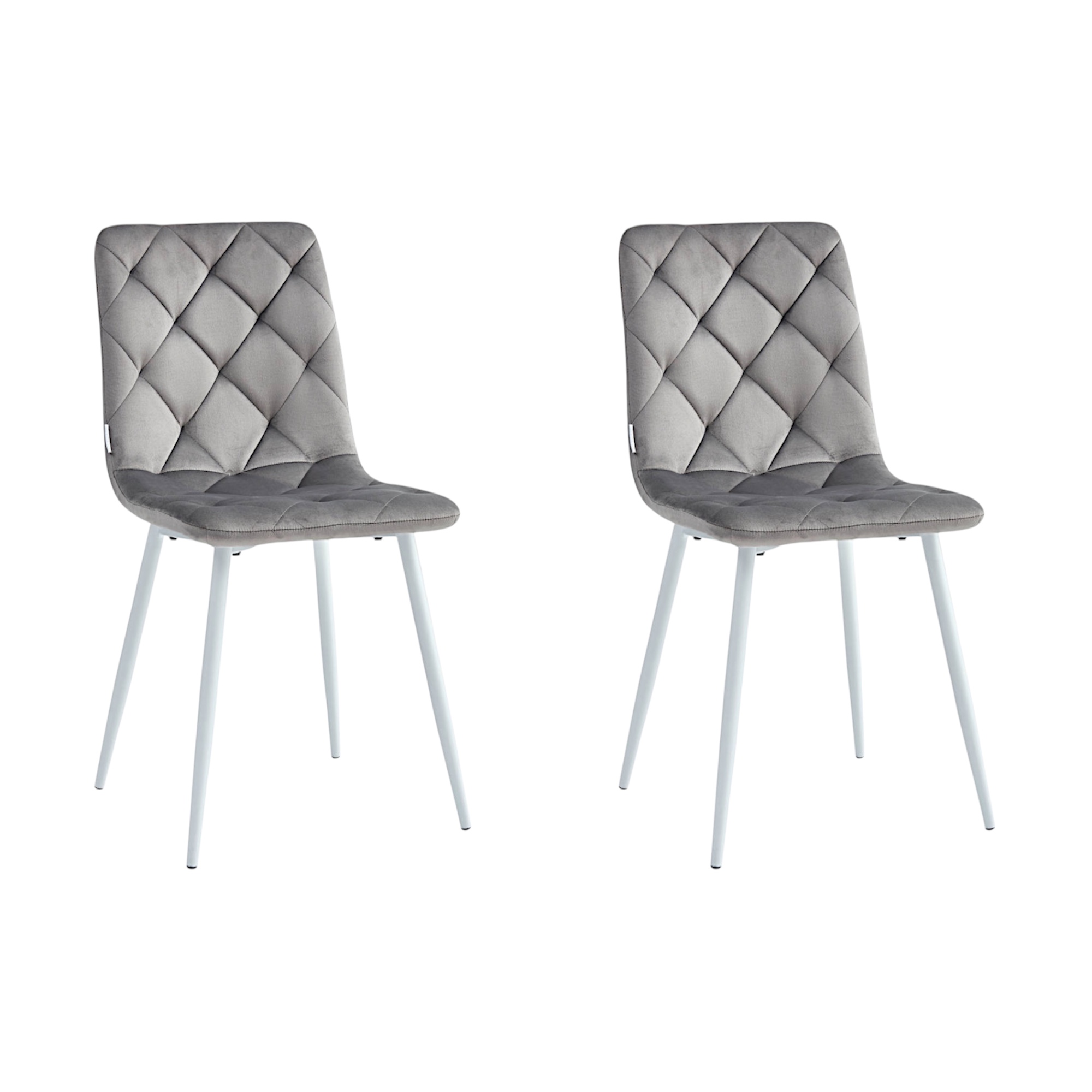 Pack de 2 Sillas Minimal DECO Tapizadas de Comedor Estilo Moderno con Patas Metálicas Blancas o Negras, Varios Colores, 54 x 44 x 90 cm