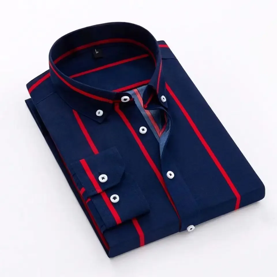 TK Camisa De Punto Para Hombre Estilo Coreano a Prima Dona Azul Y Blanco Ajustada Con Estampado Larga Manga Cierre Único Casual