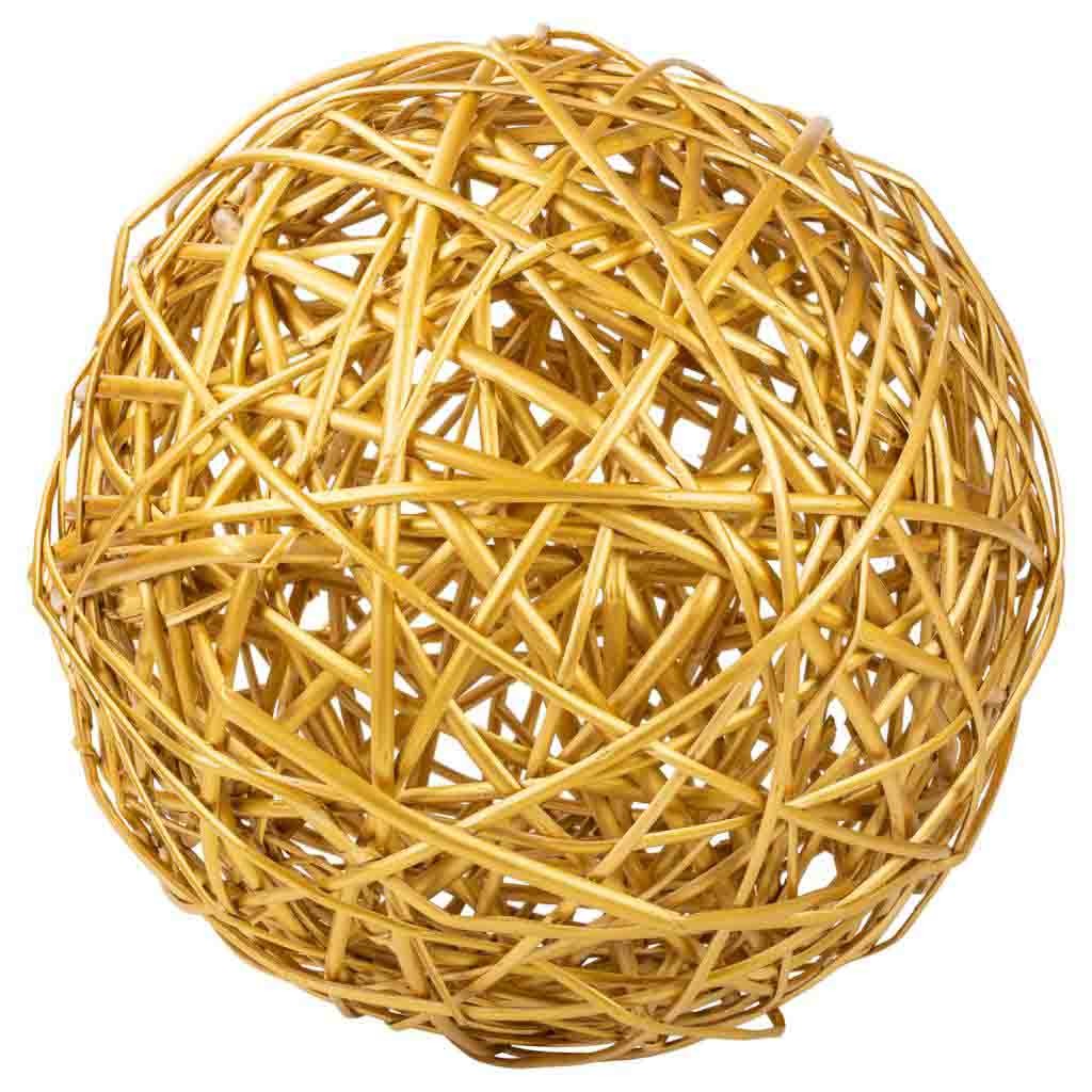 Bola decoracion de mimbre dorado Medidas: 38x38x38cm