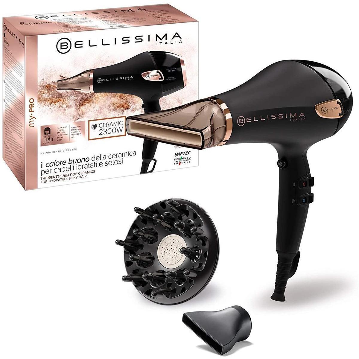 Bellissima My Pro Ceramic P5 3800 - Secador De Pelo Para Cabellos Suaves Y Brillantes, Tecnología Cerámica, Boquilla Ultraestrecha Y Difusor, Tecnolog