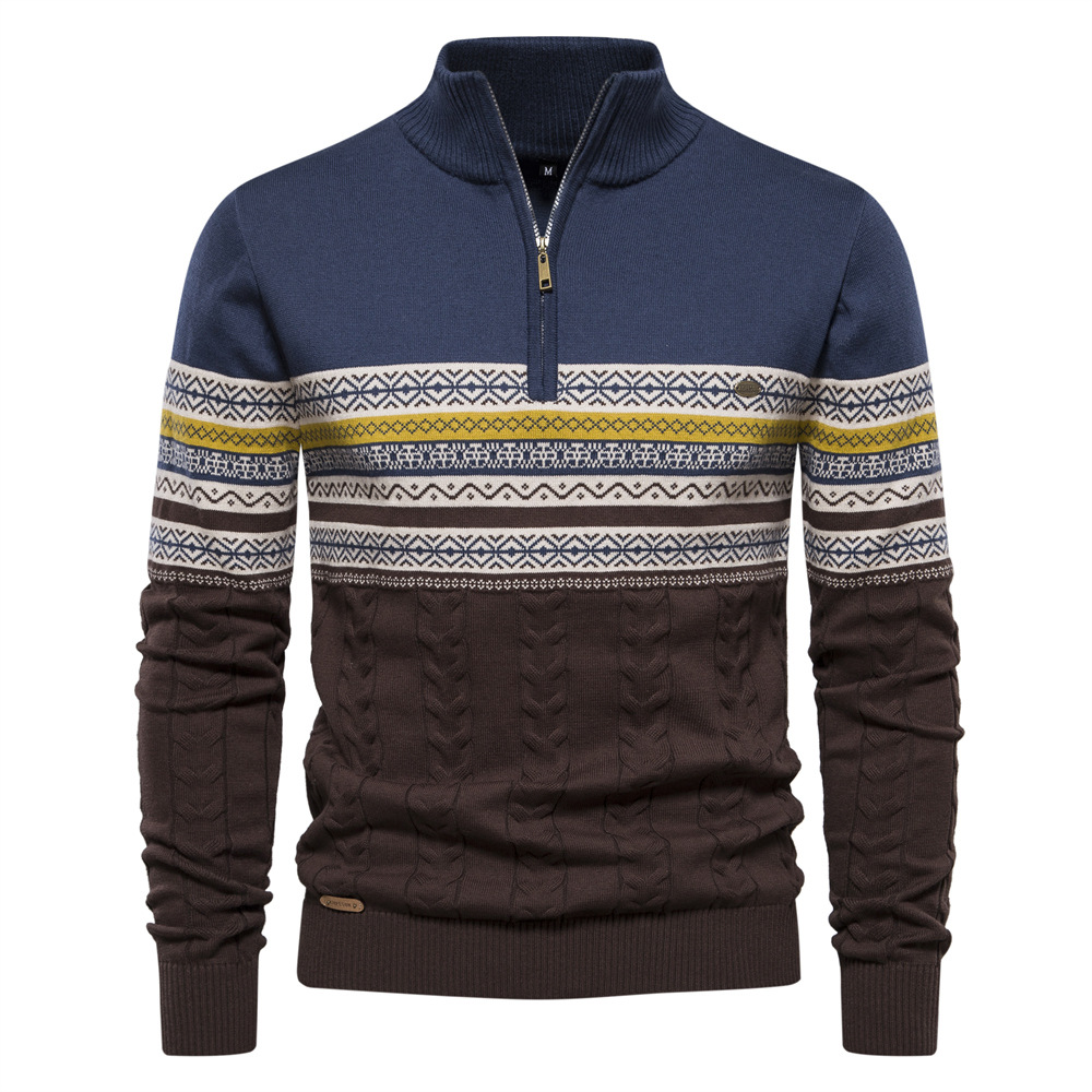 TK Suéter de punto para hombre con cuello alto y media cremallera, ideal para otoño/invierno.
