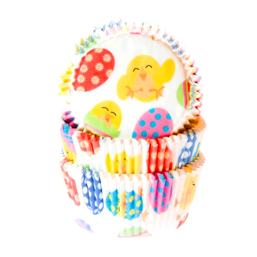 Glotomania - Capsulas Cupcake House Of Marie - Pollitos Pascua - Utensilios de Repostería - Papel Extra Grueso - Horneado Excelente - Color y Forma - Medidas Aprox. Ø 5 1 Cm