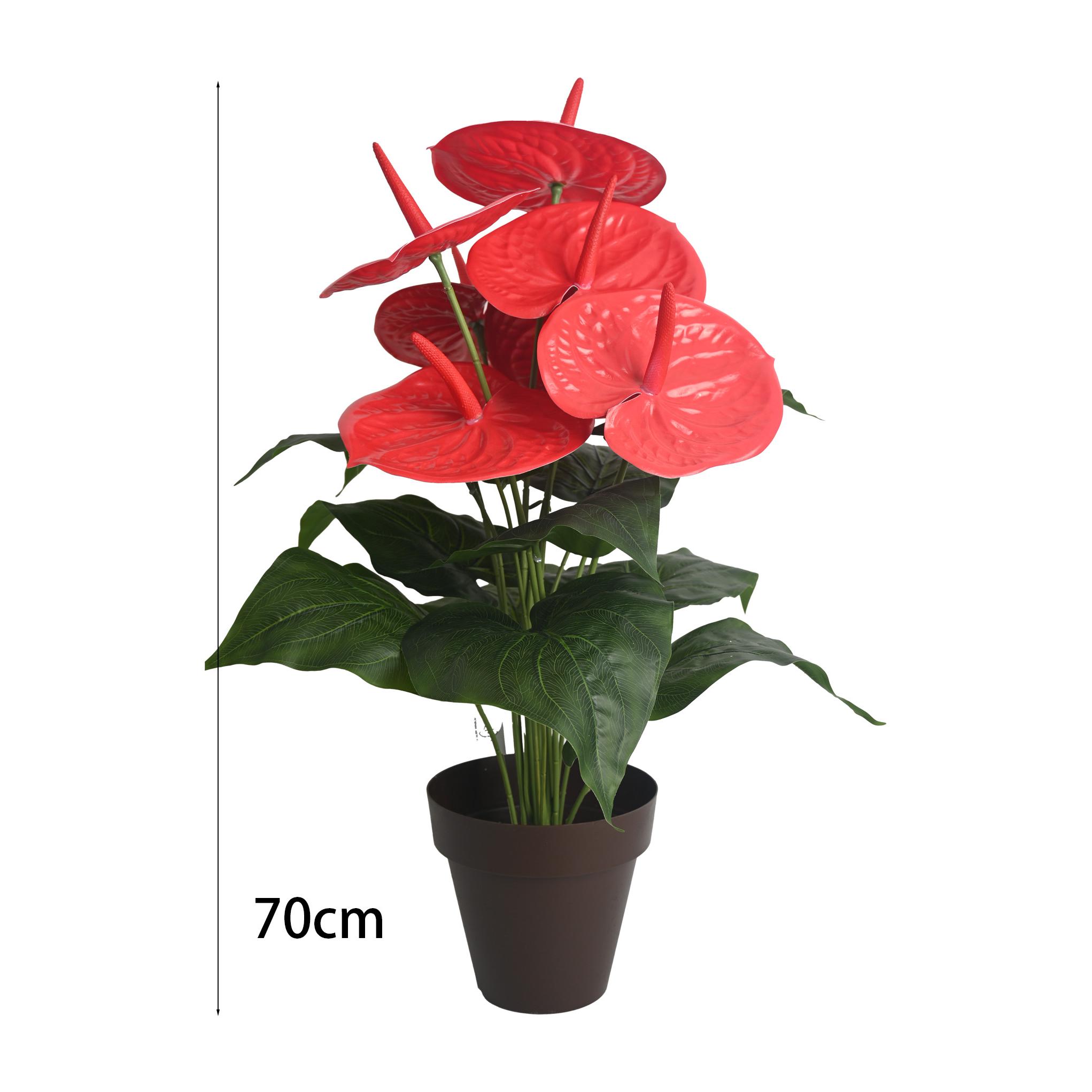 Poenia Arte Floral - Planta Anturio Artificial en Maceta 70cm - REF 630954 - Realista | Fácil Cuidado | Decorativo