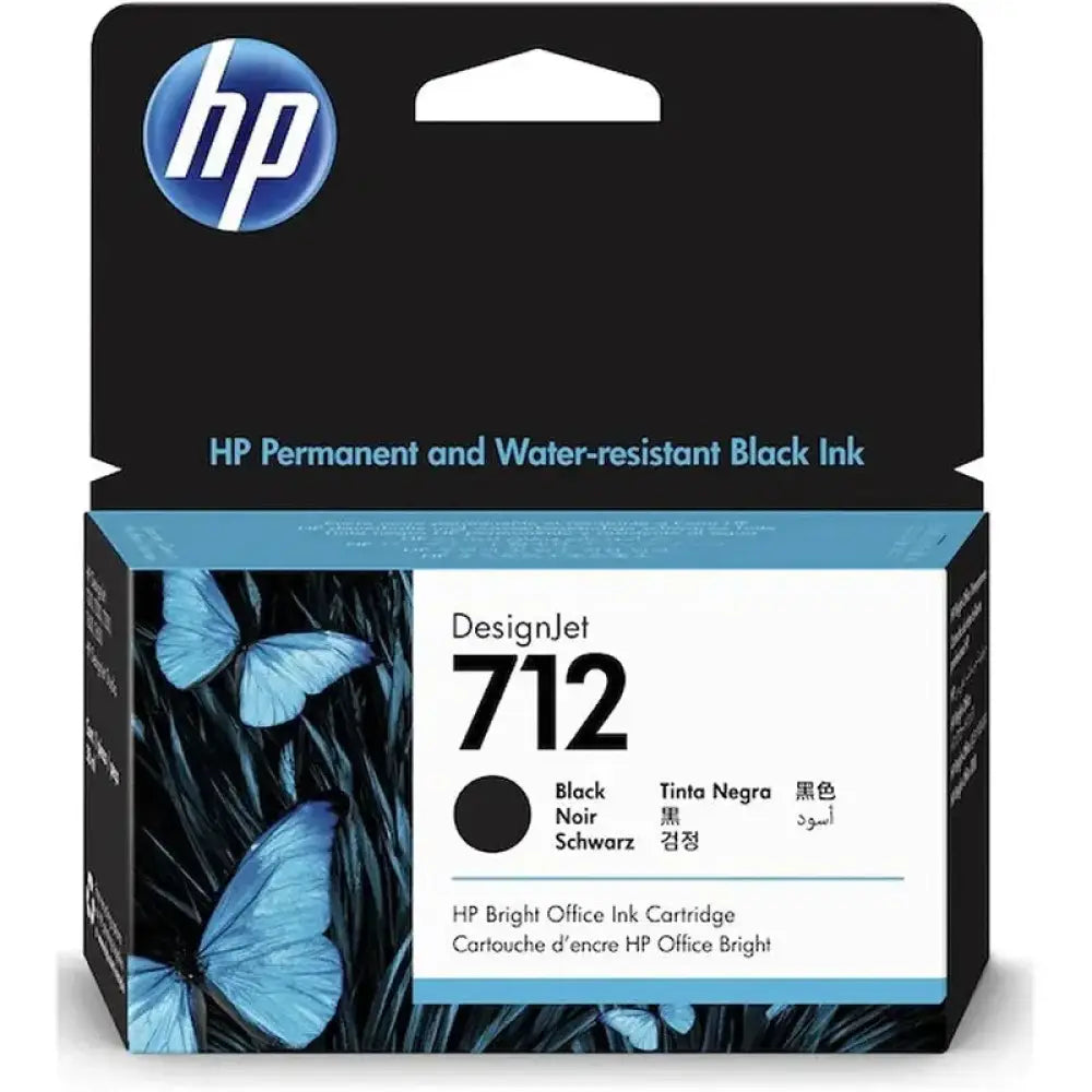 HP - Cartucho de tinta negra 712 original para impresoras HP DesignJet T210, T230, T250, T630 y T650, tecnología inkjet térmica