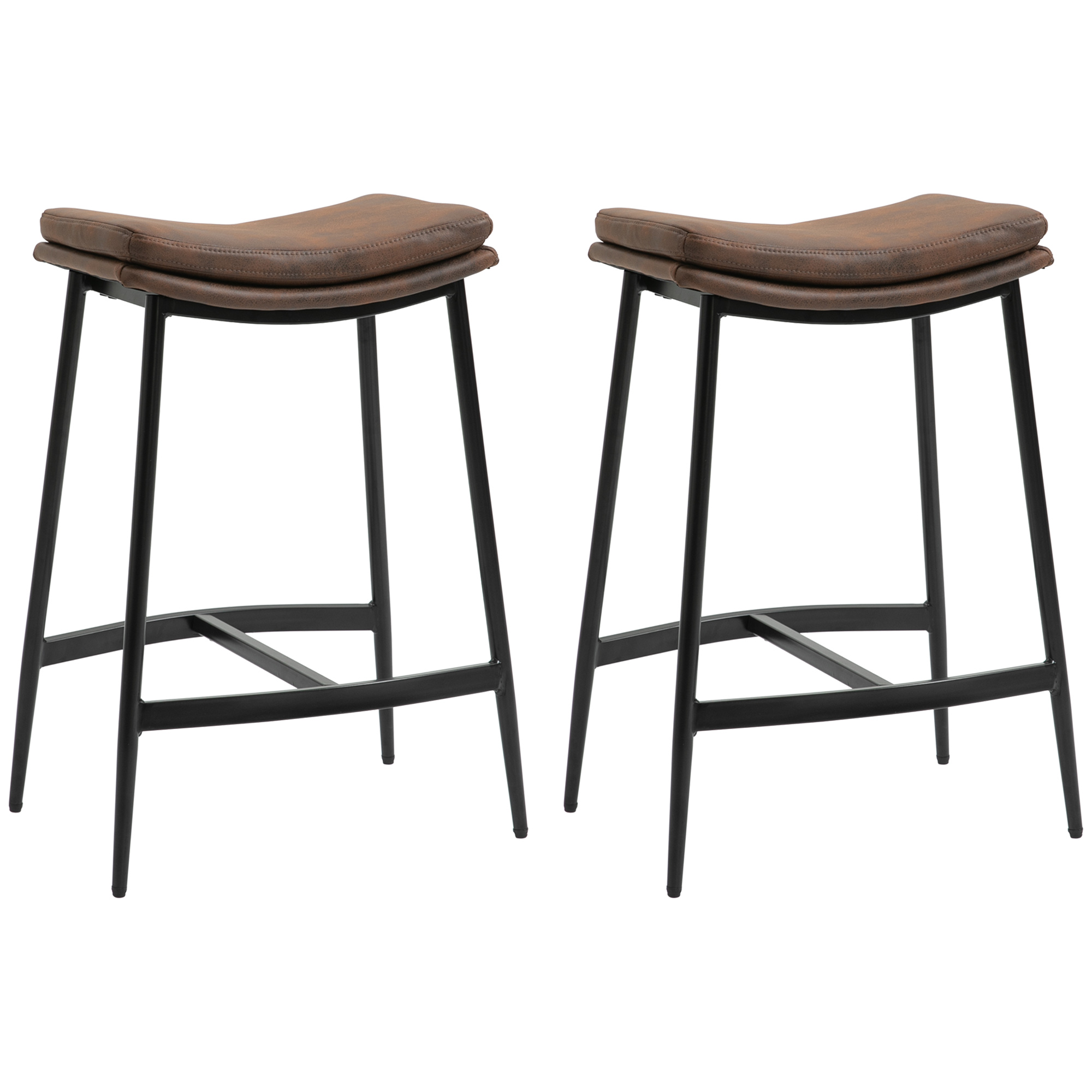 HOMCOM Conjunto de 2 Taburetes Altos de Cocina Sillas Altas de Cocina sin Respaldo con Estructura de Acero Estilo Industrial Carga 120 kg para Bar Salón Comedor Gris