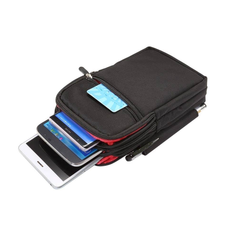 DFV mobile - Funda Multiusos con 4 Compartimentos para Cinturon para ZTE nubia Red Magic 5G Lite (2020) - Negra (19x11.5cm)