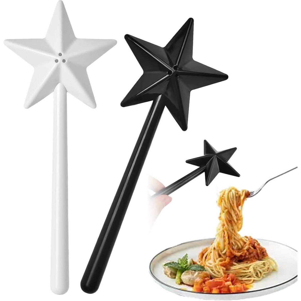 2 piezas - Salero y pimentero mágicos - Juego de salero y pimentero - con embudo - Salero y pimentero aptos para la cocina - varita mágica en forma de estrella