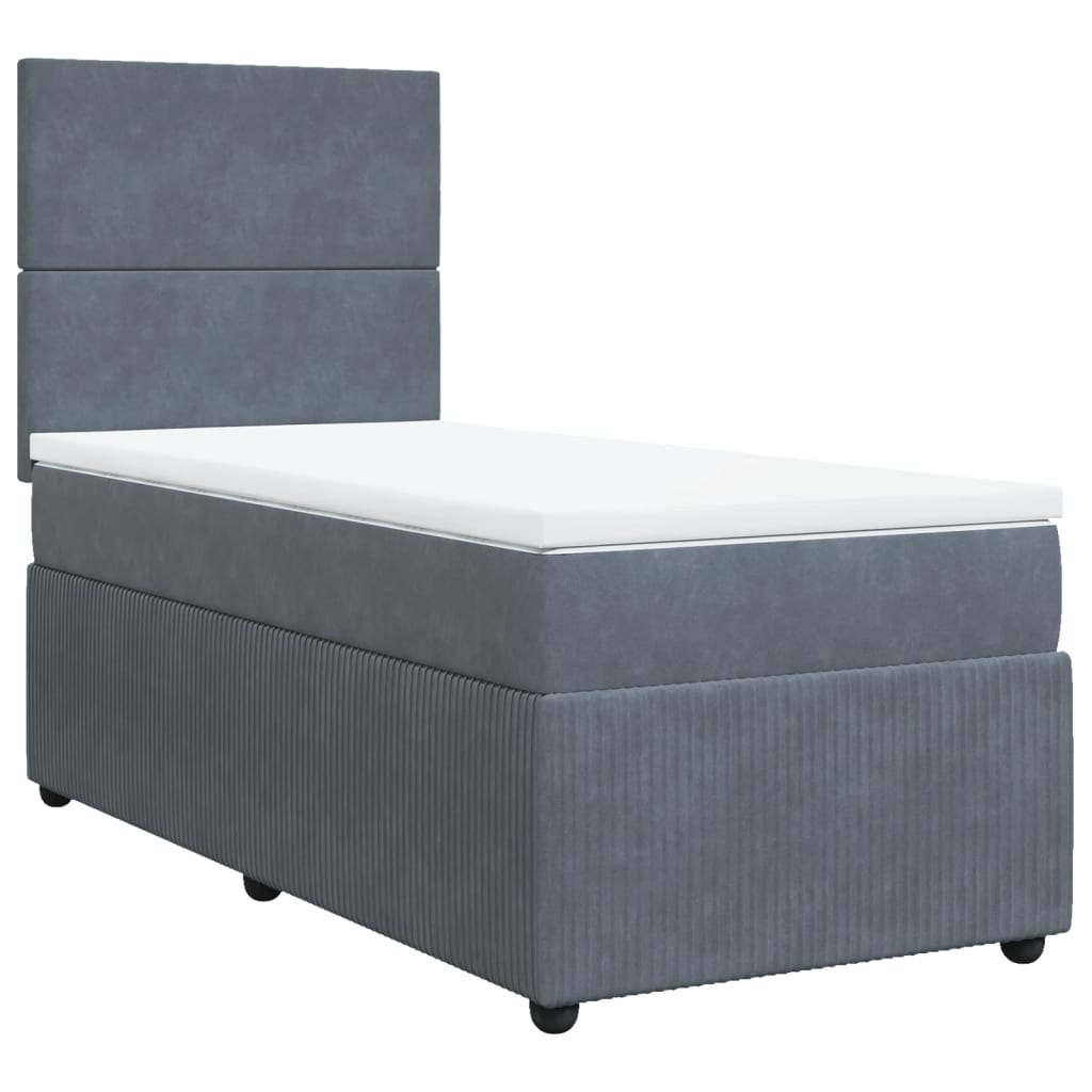 vidaXL Cama box spring con colchón terciopelo gris oscuro 80x200 cm