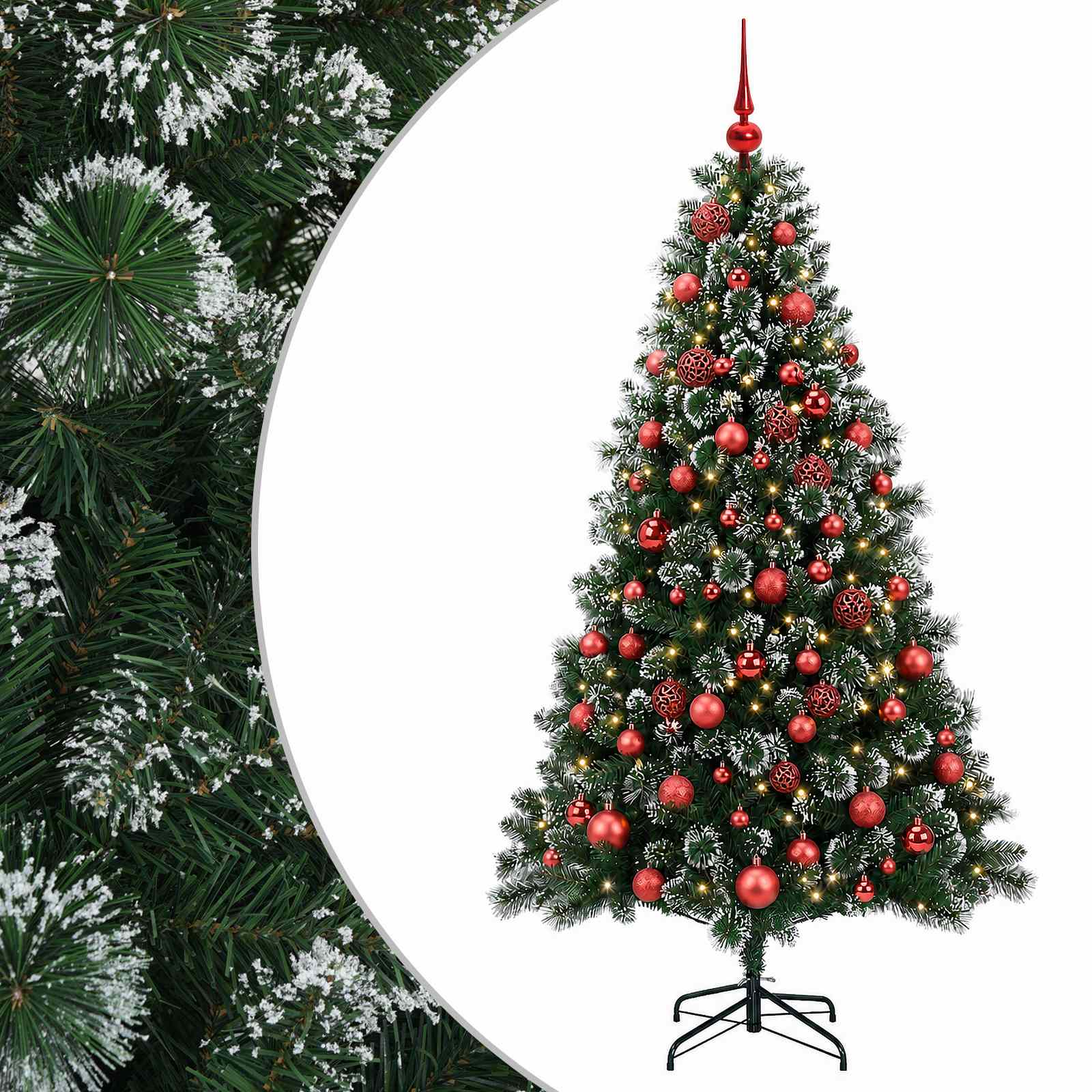 vidaXL Árbol de Navidad artificial con bolas 210 cm 300 LED