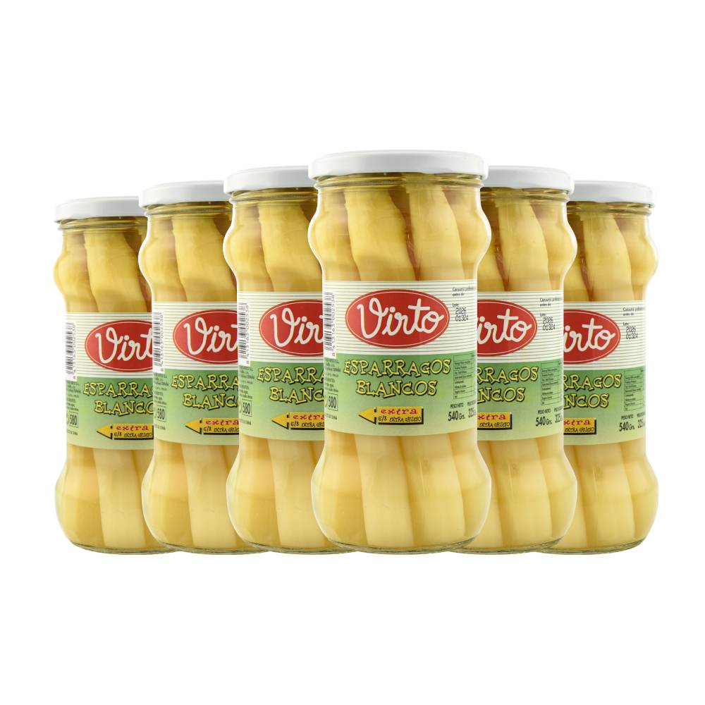 Espárragos blancos Extra Virto 6-8 ud 540 g pack de 6 frascos