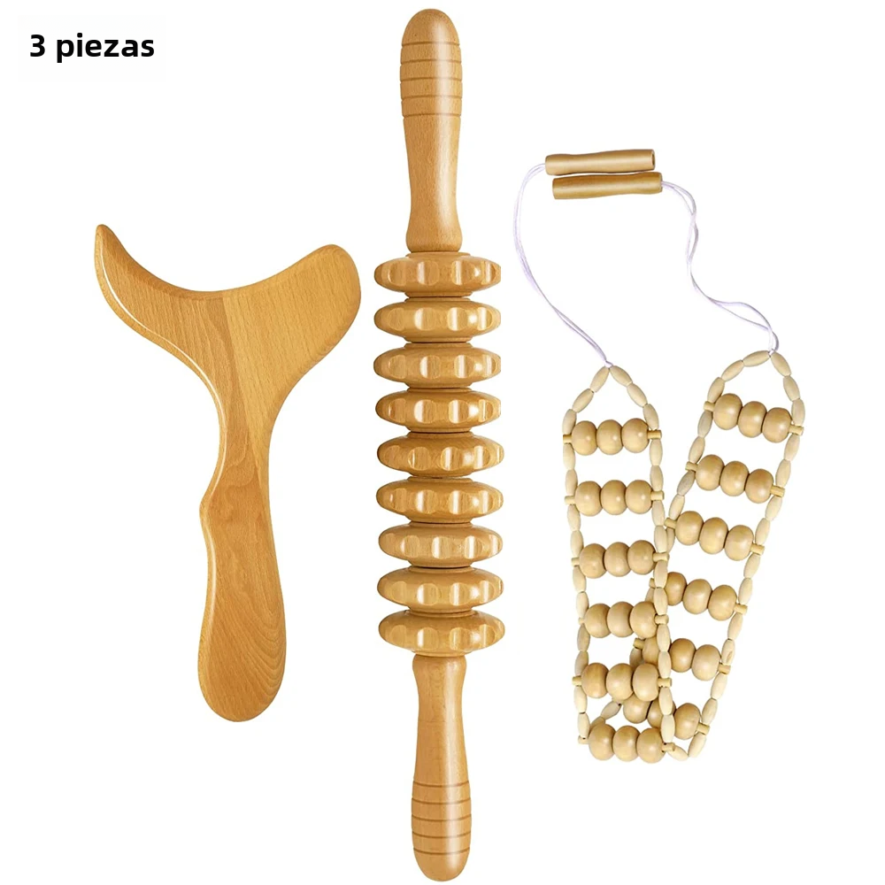 TK Herramientas de masaje de terapia de madera, masajeador de drenaje linfático, herramientas de escultura corporal para Maderoterapia Colombiana, anticelulitis