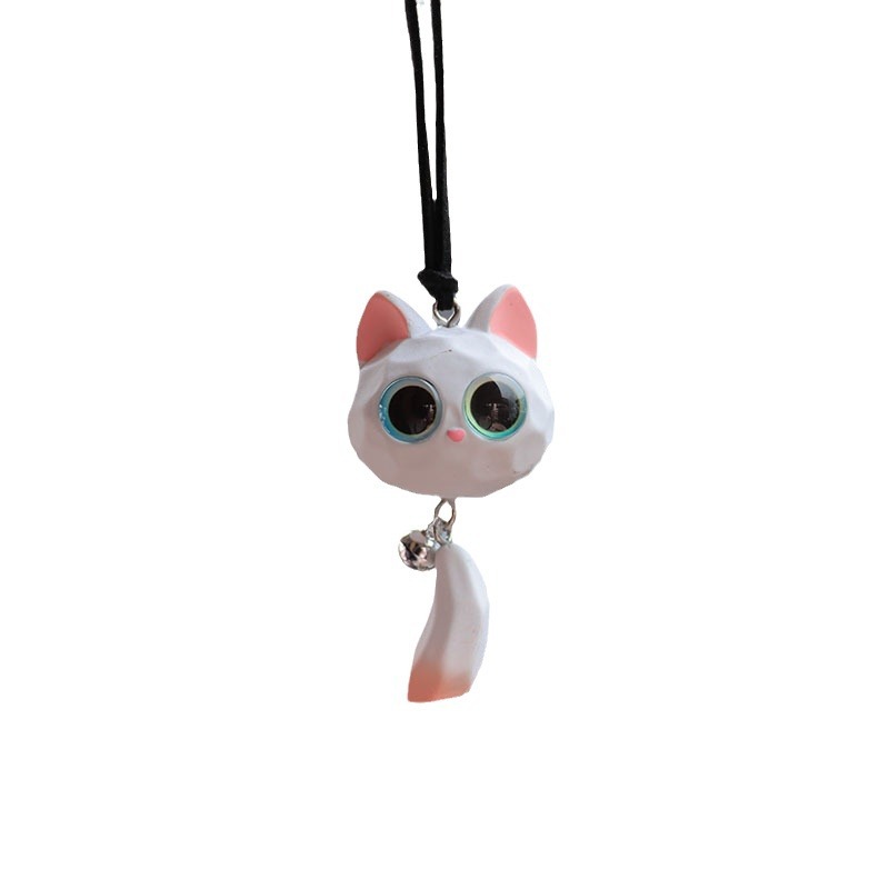 Colgante decorativo para coche, decoración de espejo retrovisor con forma de gato, bonita decoración interior de gato, accesorios para coche, regalo de cumpleaños, blanco