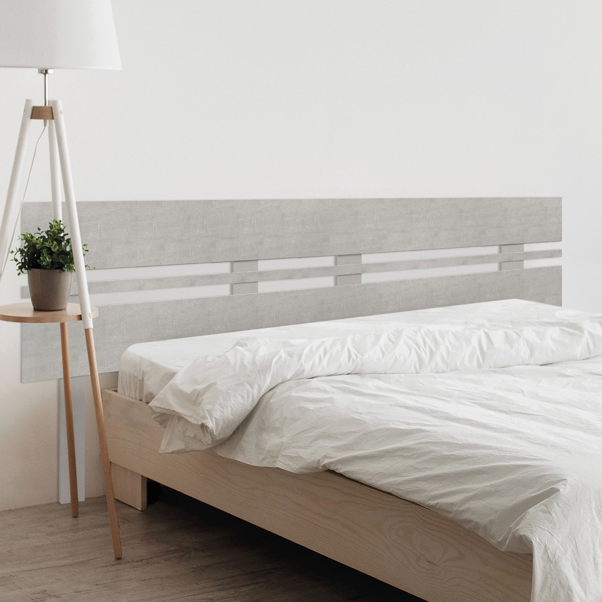 DHOME Cabecero de Madera reciclada DM Horizontal Ancho Dual con Patas Cama Palets Herrajes incluidos
