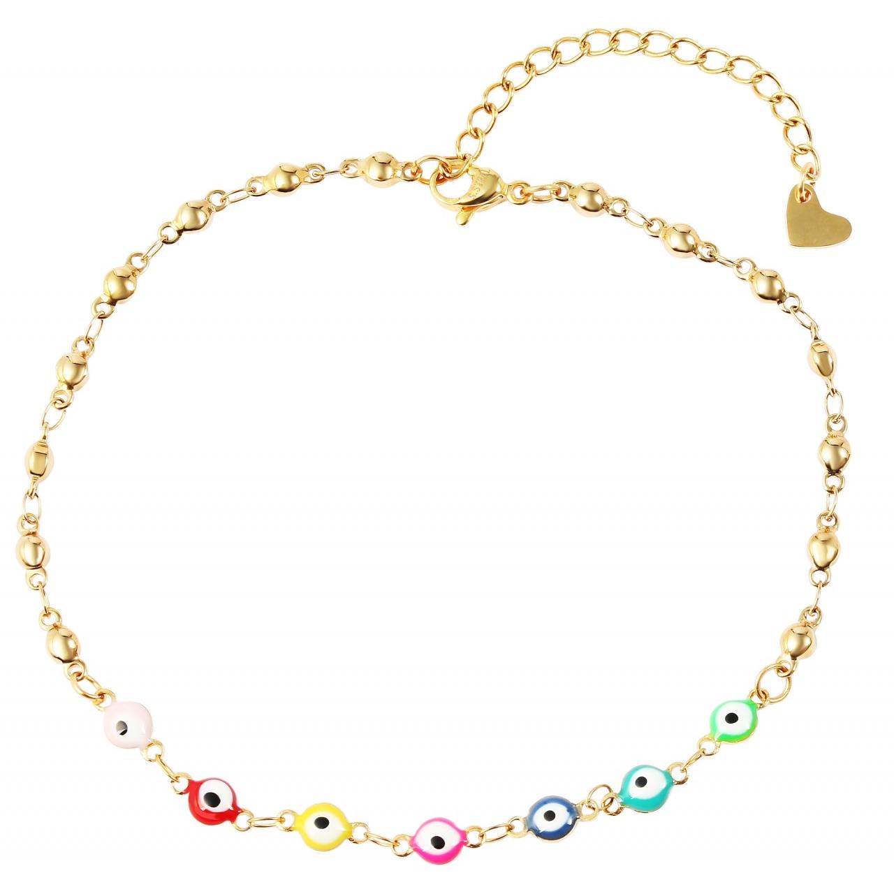 Akzent® Pulsera de Pé Dourada com Olhos Coloridos - 0050