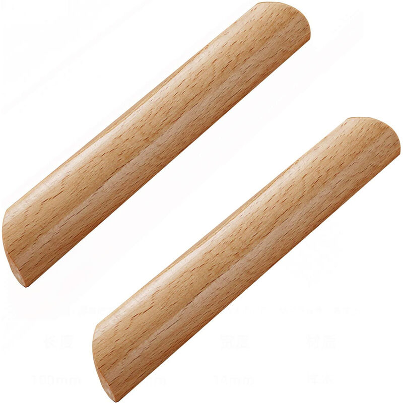 Juego de 10 tiradores de armario de madera en forma de abanico, distancia entre centros de 160 mm con tornillos