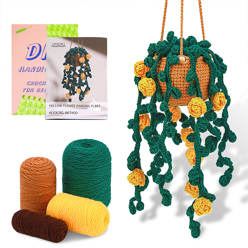 Macrame Plant Hanger Kit for Beginners, DIY Hanging Basket Planter with English Instructions, Cotton Rope for Home Decor
