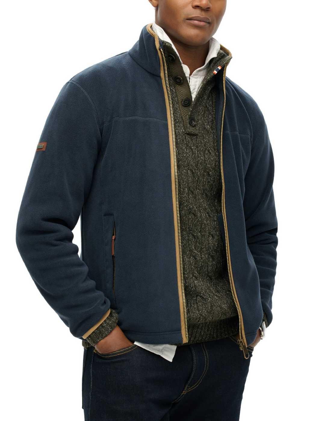 Forro Superdry polar cremallera azul marino para hombre