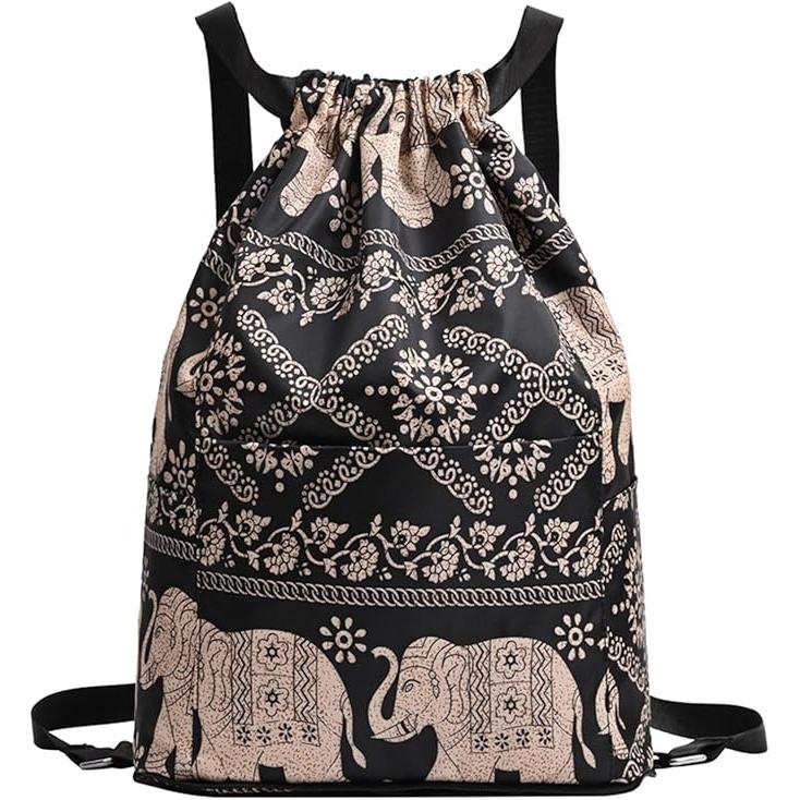 Mochila plegable de la cuerda de la prenda impermeable del bolso de la cuerda con el peso ligero del compartimiento de bolsillo