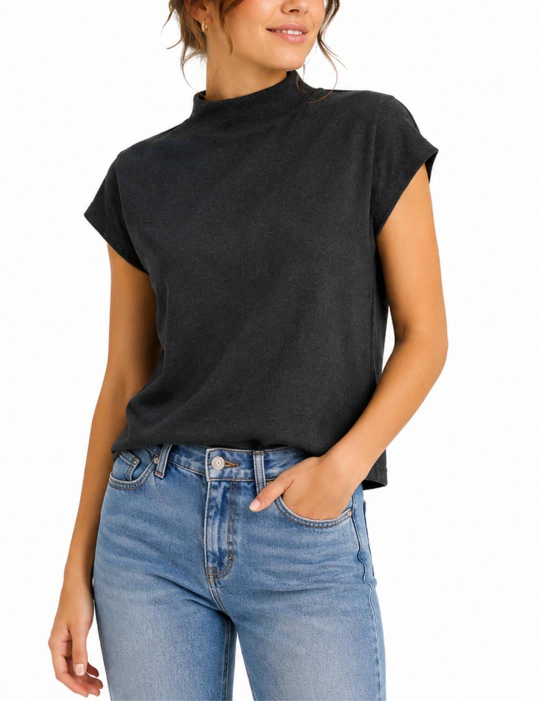 Jersey Only Matty gris punto manga corta para mujer