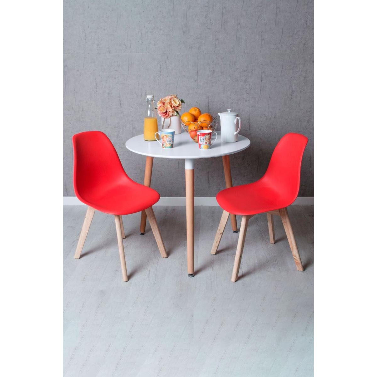 Regalos Miguel - Conjuntos de mesa y sillas - Conjunto Mesa Tower Redonda 80 cm Blanca y Pack 2 Sillas Kelen - Amarillo