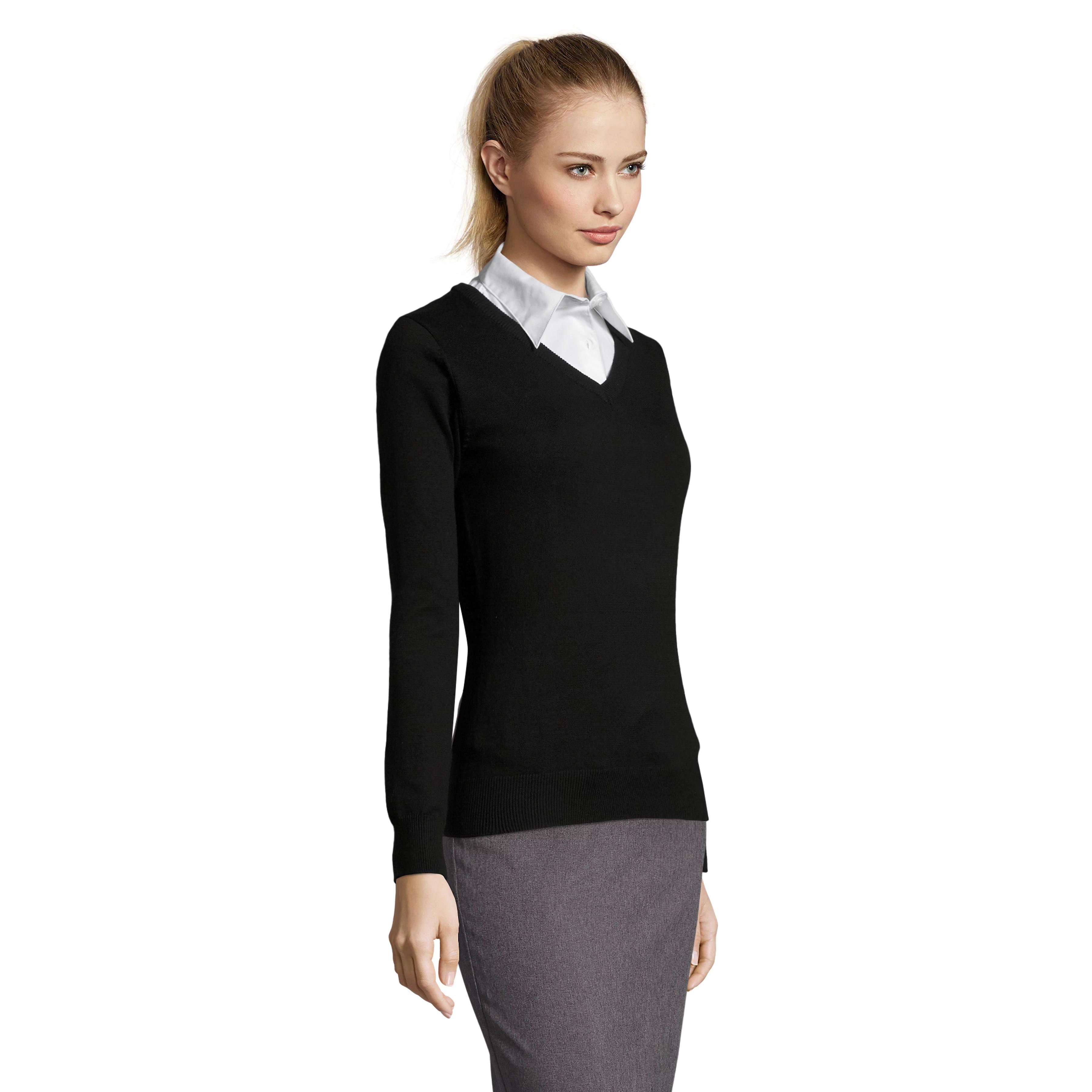 MARNAULA ,Jersey de Mujer  GALAXY WOMEN -SOLS ,de Cuello Pico, Tejido de Punto con 49% Algodón, Ajuste Elegante y Cómodo, Ideal para Ocasiones Casuales y Formales.