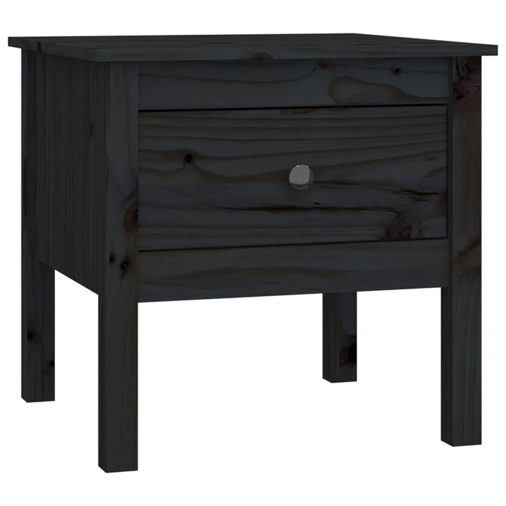 Mesa Auxiliar Vidaxl de Madera Maciza de Pino 50x50x49 Cm - Natural, Blanco, Gris