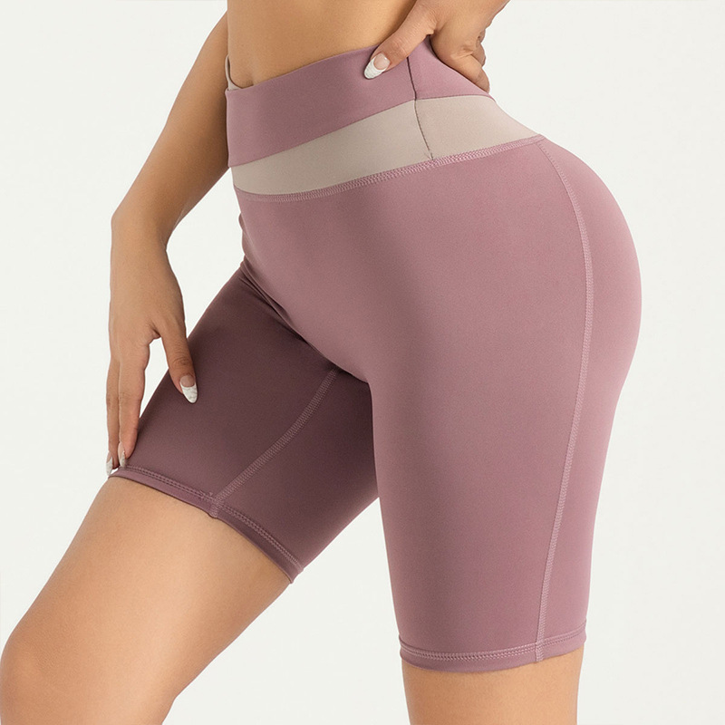 OmHome Los deportes casuales de Colorblock ponen en cortocircuito los pantalones cortos desnudos elásticos de la yoga de los pantalones cortos de la aptitud para las mujeres