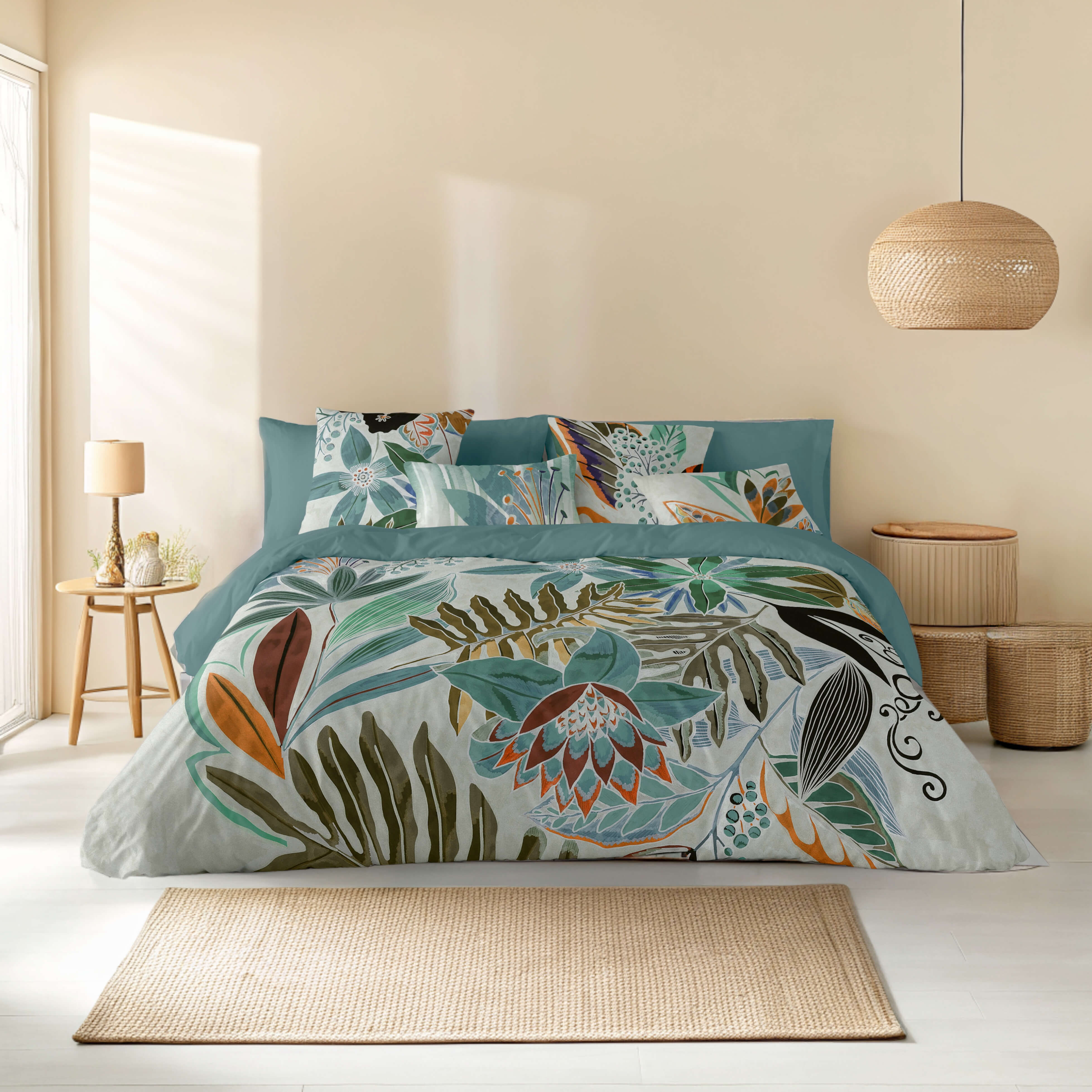 NATURALS - Funda Nórdica Estampada - 100% Algodón Extra Suave - Incluye Funda Nórdica + 1 o 2 Fundas de Almohada - Fabricado en España - Modelos Florales - Cama 90/135/150/180