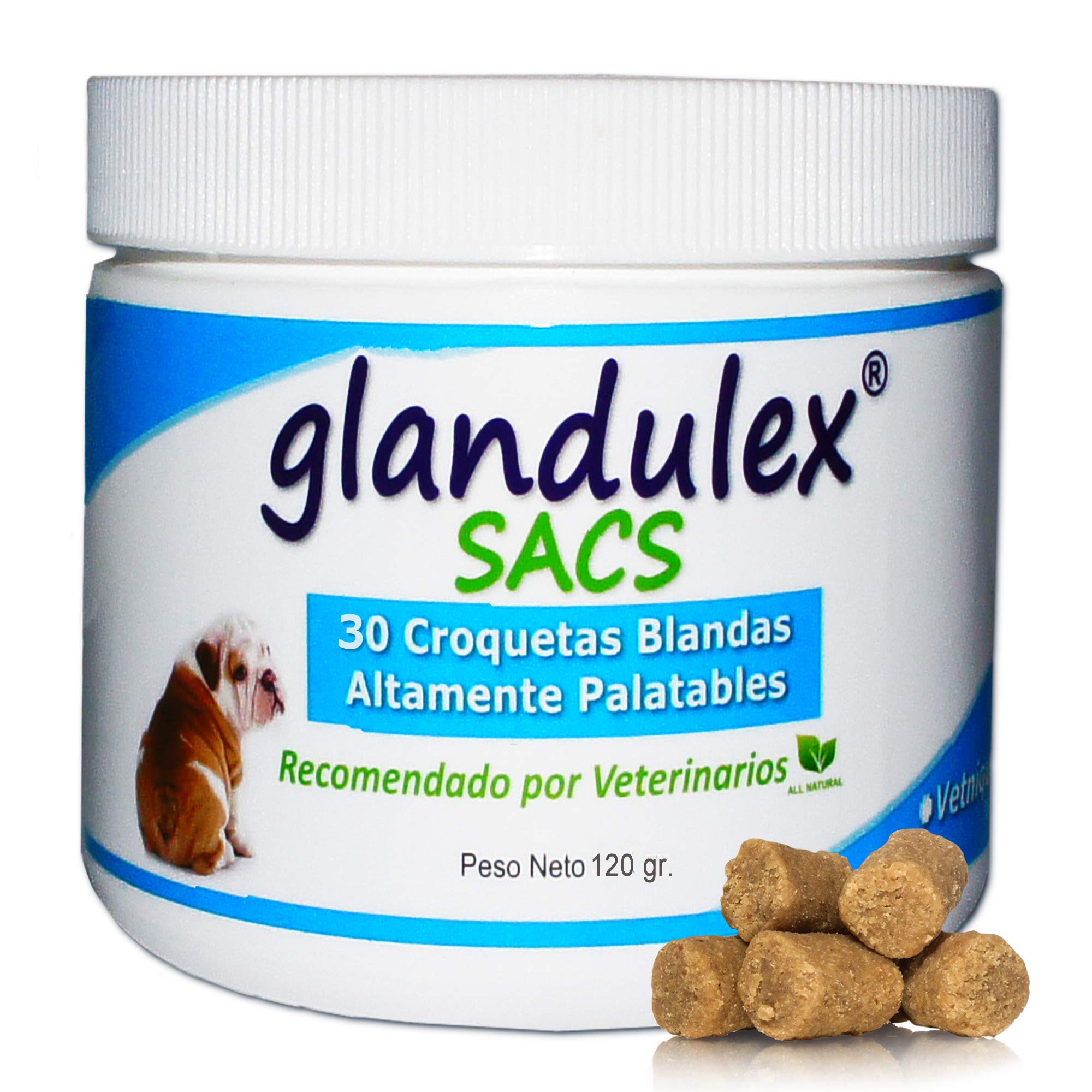 JTPharma Glandulex Sacs 30 Croquetas Masticables Perros | Suplemento Glándulas Anales Saludables y Heces Firmes