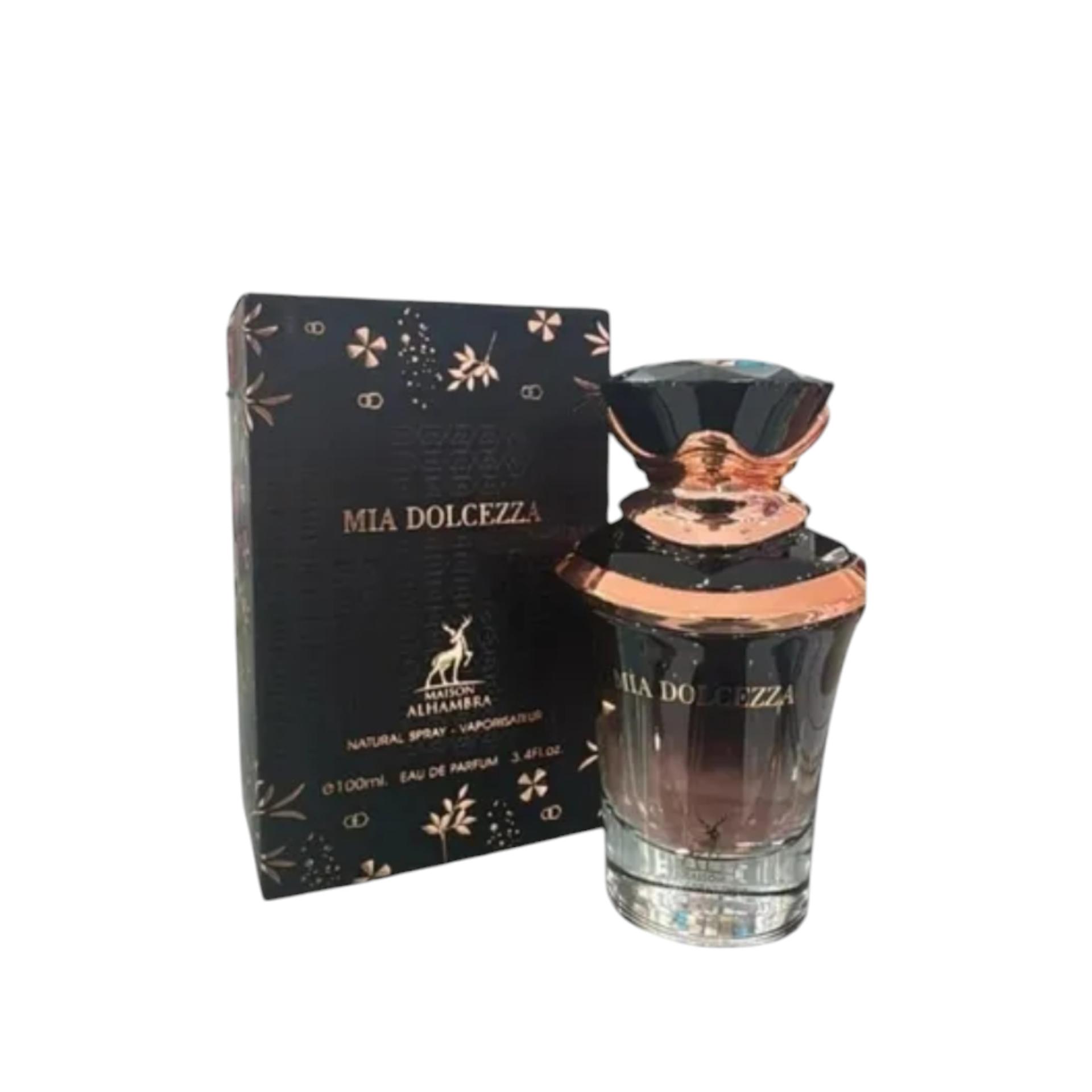 Perfume Mia Dolcezza 100ml - Elegante fragancia de Maison Alhambra, ideal para momentos especiales.