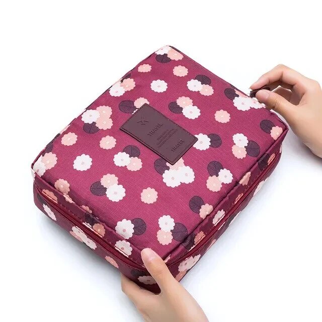 TK Portable Travel Makeup Bag Waterproof Multi Compartment Multifunctional Cosmetic Make Up Toiletry Organizer for Women and Girls