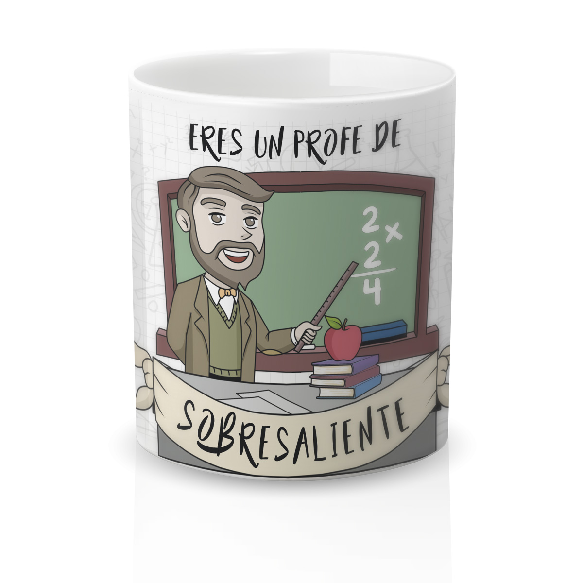 Taza cerámica Regalo Original Amor y Amistad. Resistente 100% al microondas y lavavajillas. Taza con Frase Eres un profe de sobresaliente