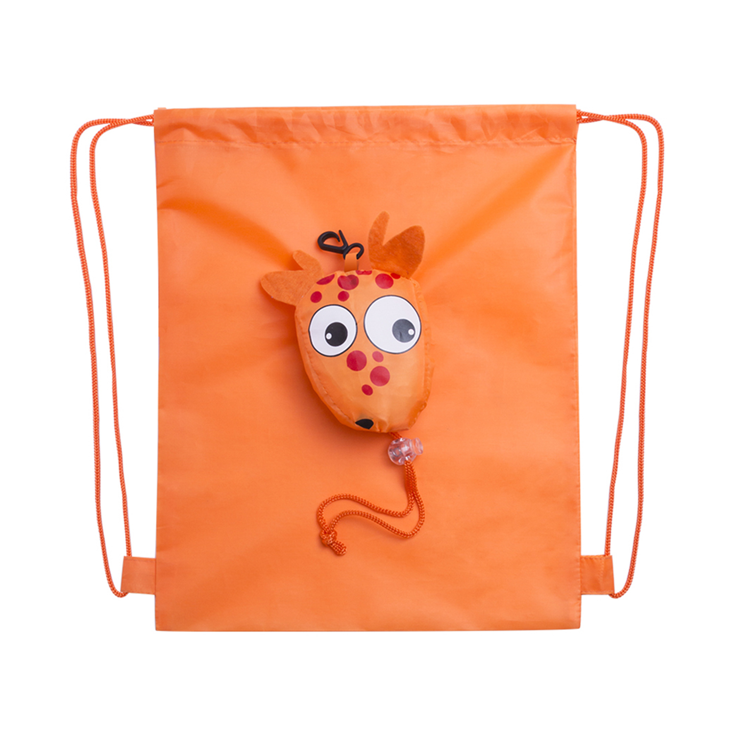 DAM. Mochila de cuerdas Kissa plegable para niño, en poliéster 190T. Plegado de pequeño tamaño en forma de jirafa. 26,5x2x32,5 cm.