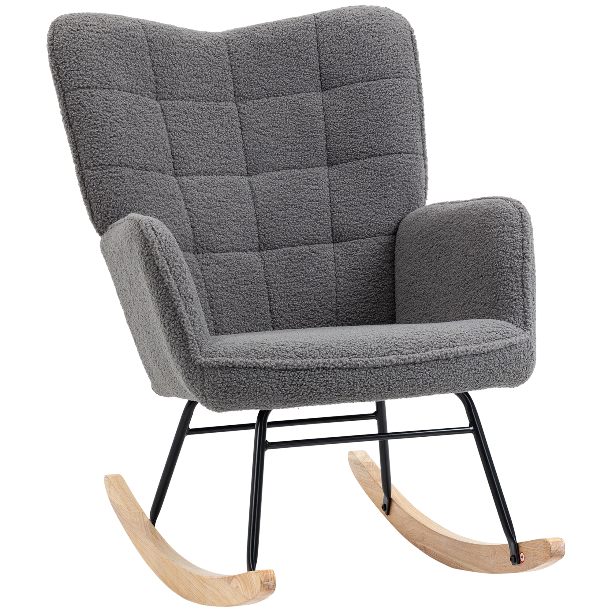 HOMCOM Silla mecedora con taburete, sillón con reposabrazos, sillón de lactancia con aspecto de lino, columpioEl hasta 130 kg de capacidad de carga para dormitorio, sala de estar