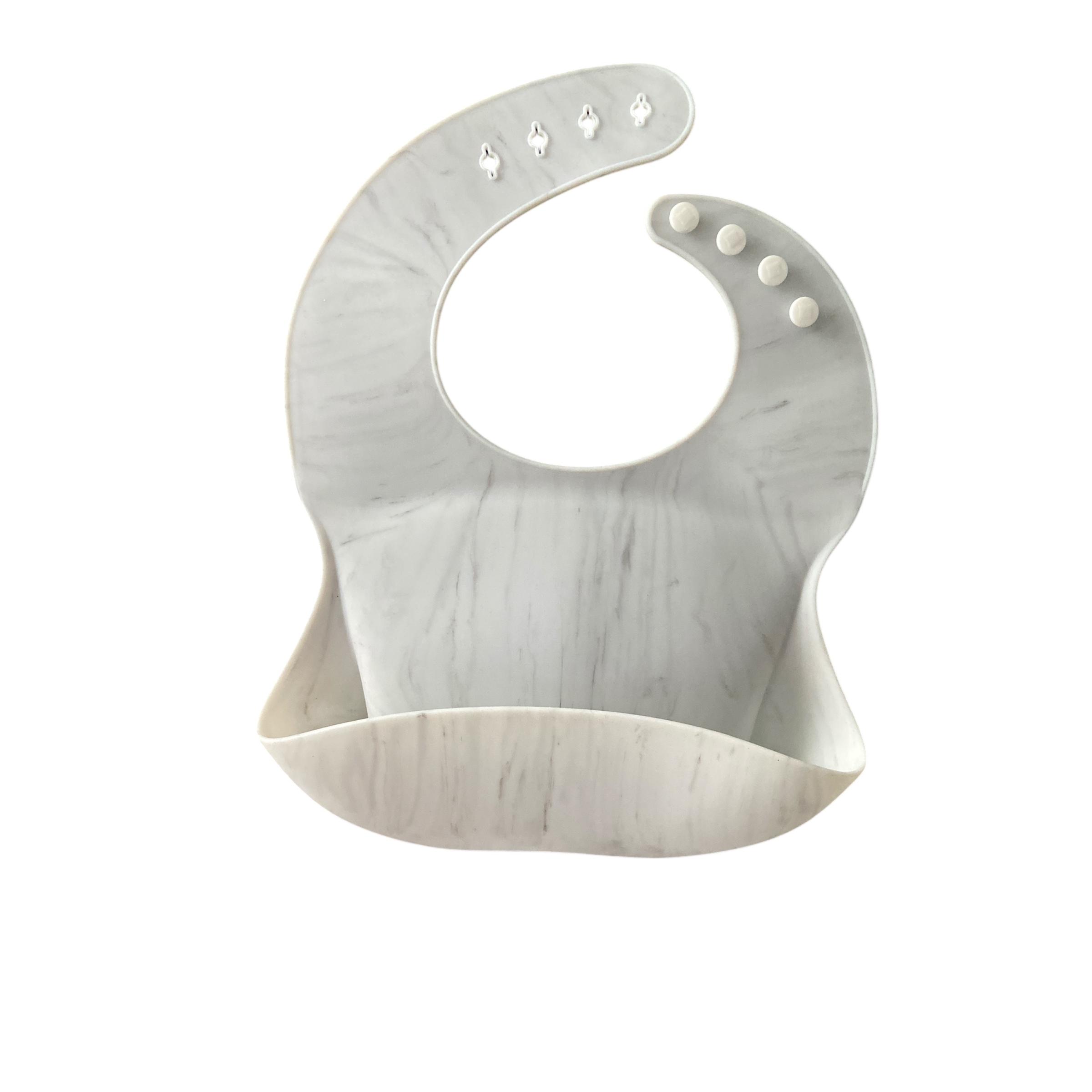 Babero de Silicona, Impermeable ,Suave y Flexible con Cuello Ajustable y Bolsillo Recoge-Migas ,Edad 0+
