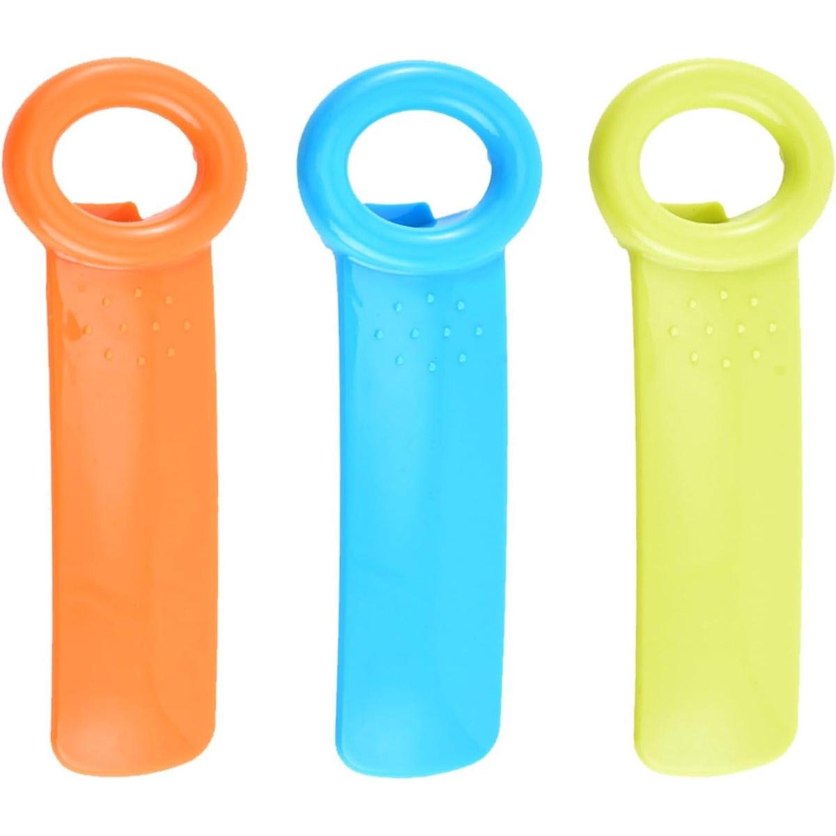 3 abridores de tapas de plástico - tapa - accesorios de cocina (1 pieza verde - 1 pieza azul - 1 pieza naranja)
