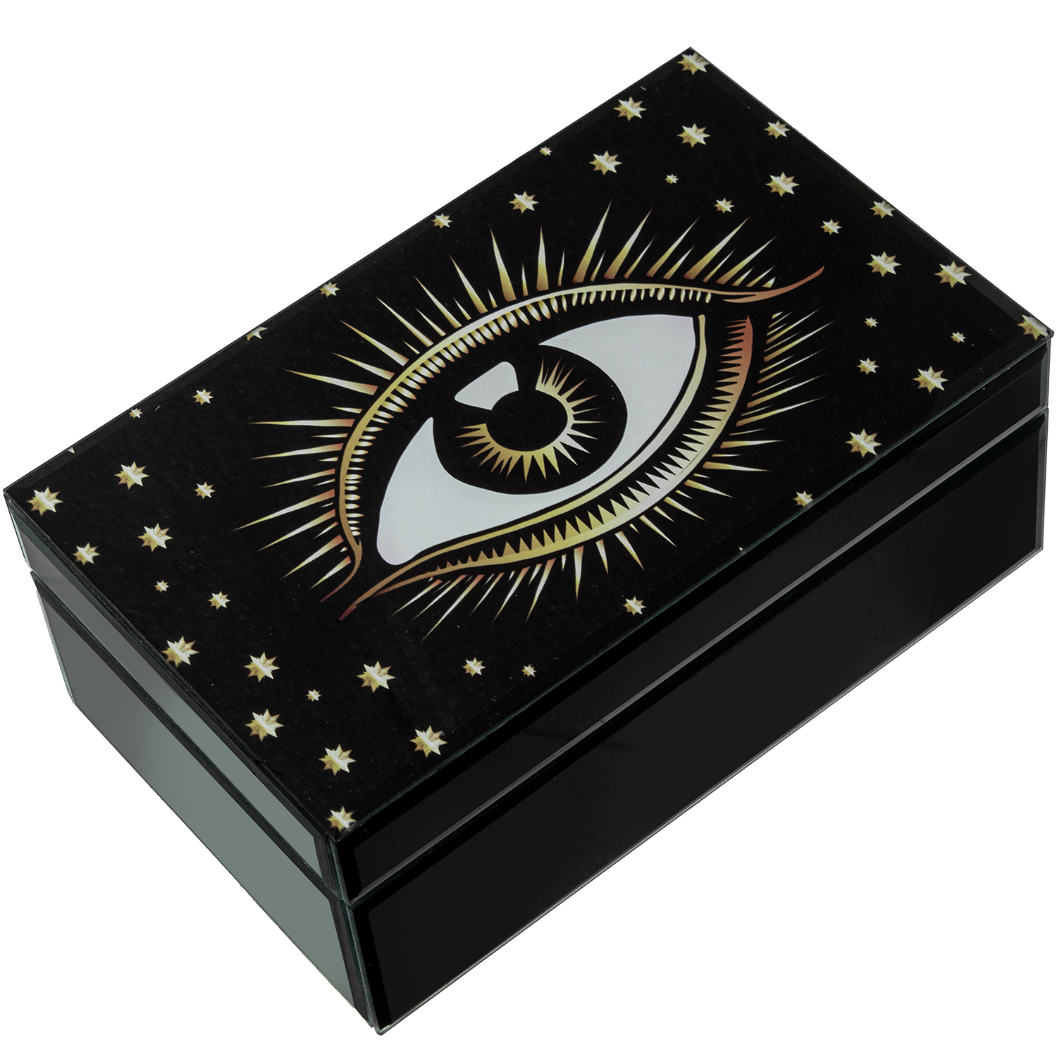 Joyero cristal negro ojo 21x13x8, 5cm